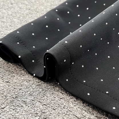 Rhinestone Studded Black Shirt & Skirt 2Pcs