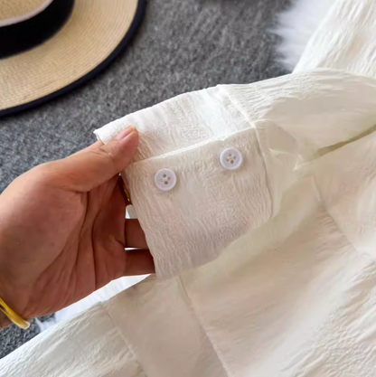 Ruffled Shirt Dress & Suede Vest 2Pcs