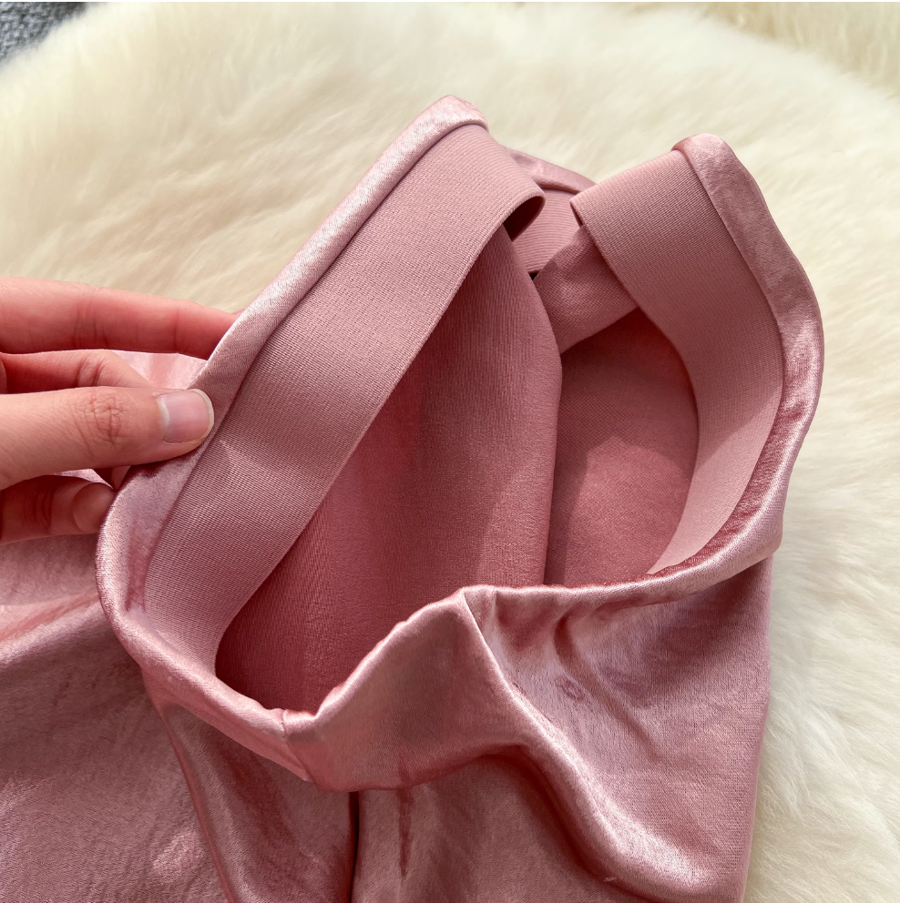 Draped A-line Fishtail Satin Skirt