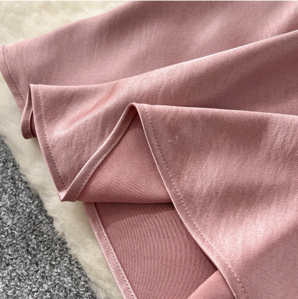 Draped A-line Fishtail Satin Skirt