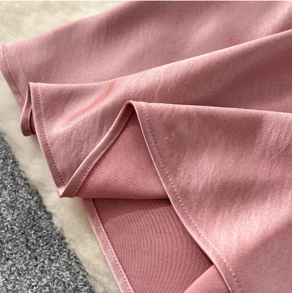Draped A-line Fishtail Satin Skirt