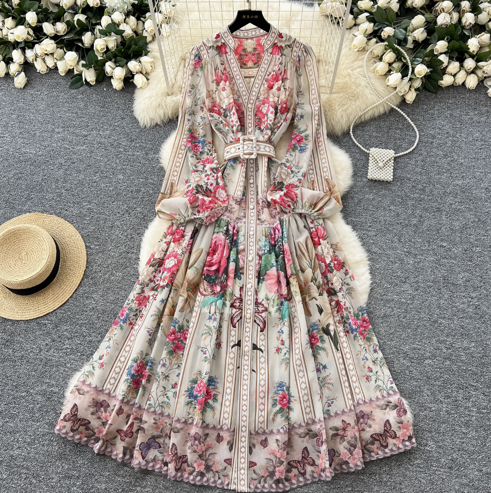 Women's Floral Print V-Neck Summer Dress