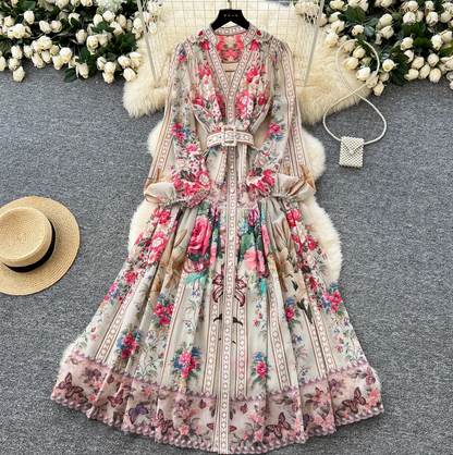 Women's Floral Print V-Neck Summer Dress