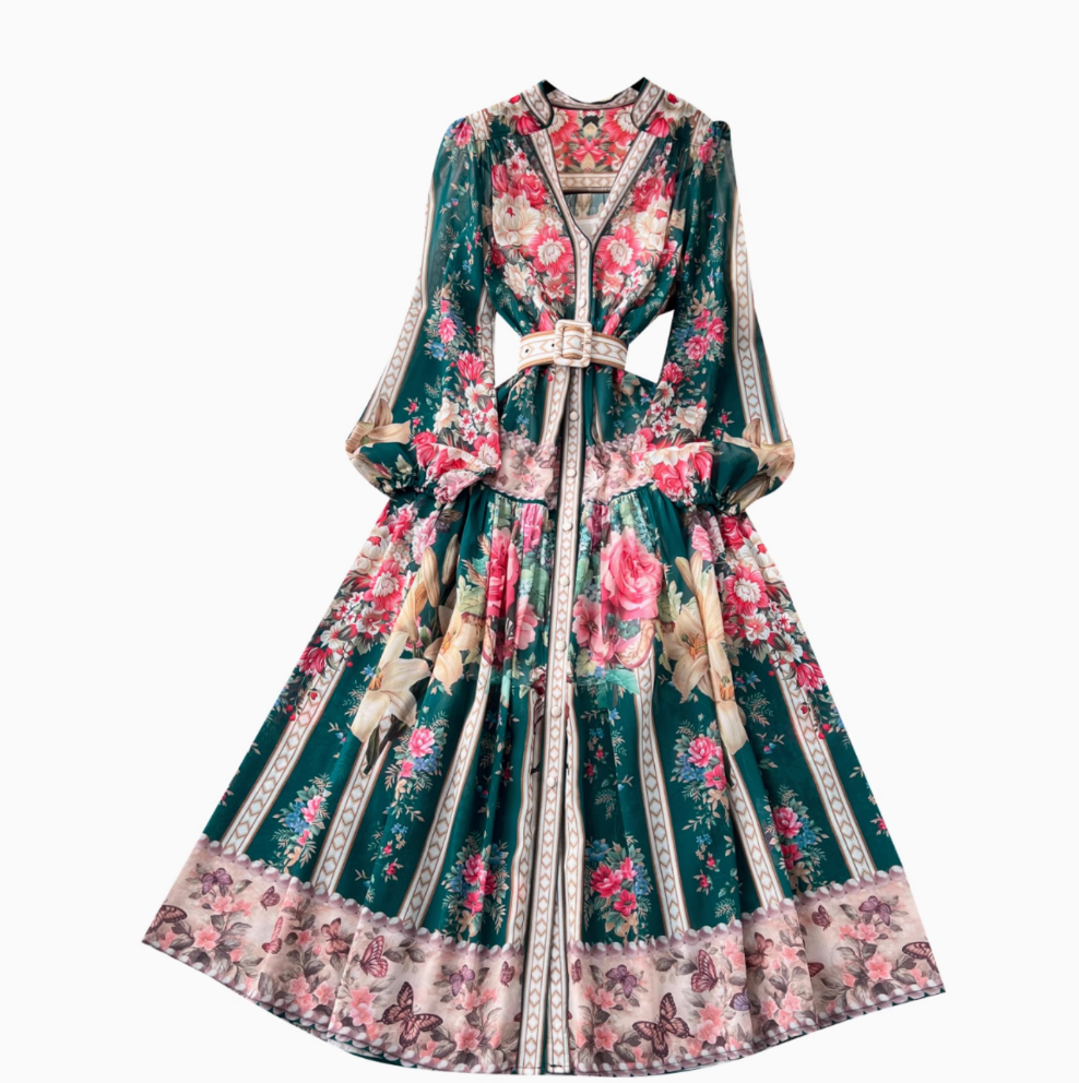 Women's Floral Print V-Neck Summer Dress