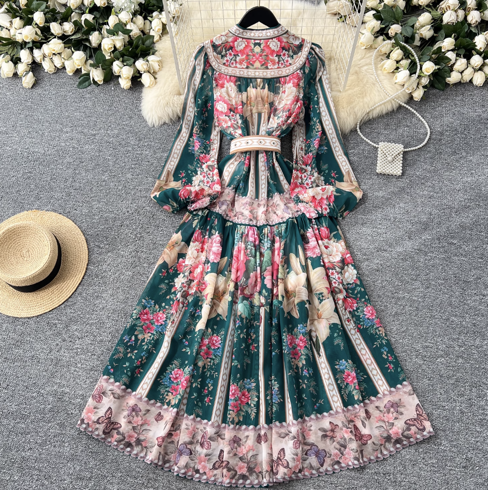 Women's Floral Print V-Neck Summer Dress