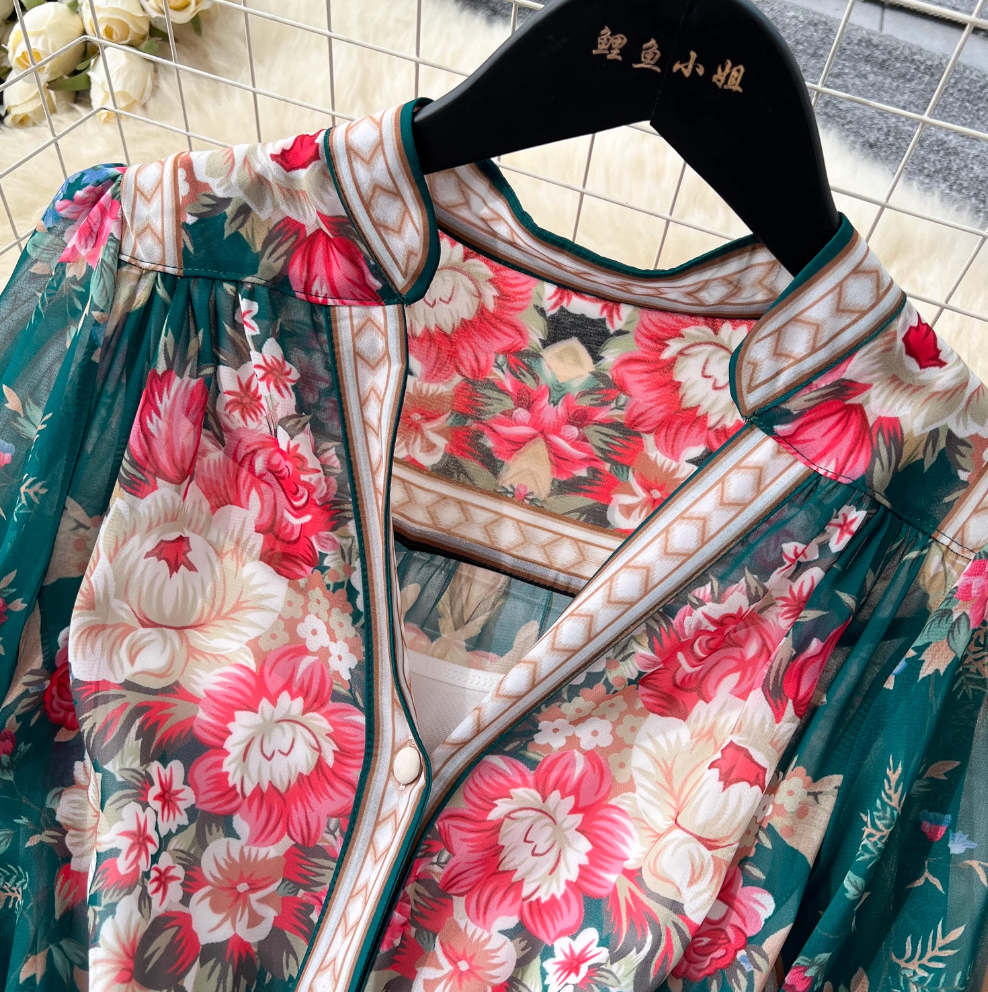 Women's Floral Print V-Neck Summer Dress
