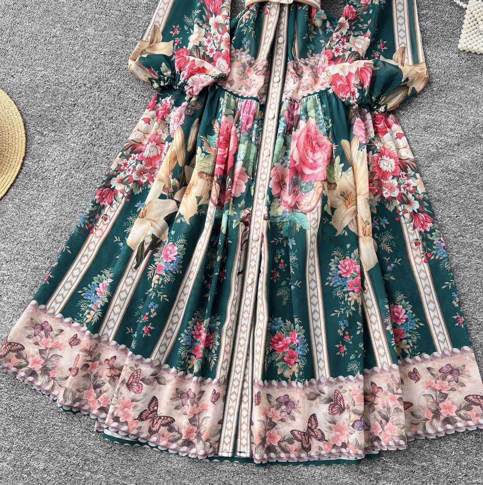 Women's Floral Print V-Neck Summer Dress