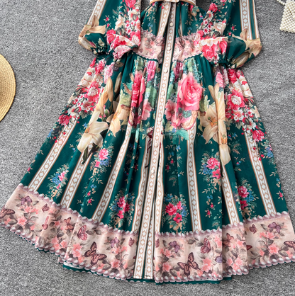 Women's Floral Print V-Neck Summer Dress