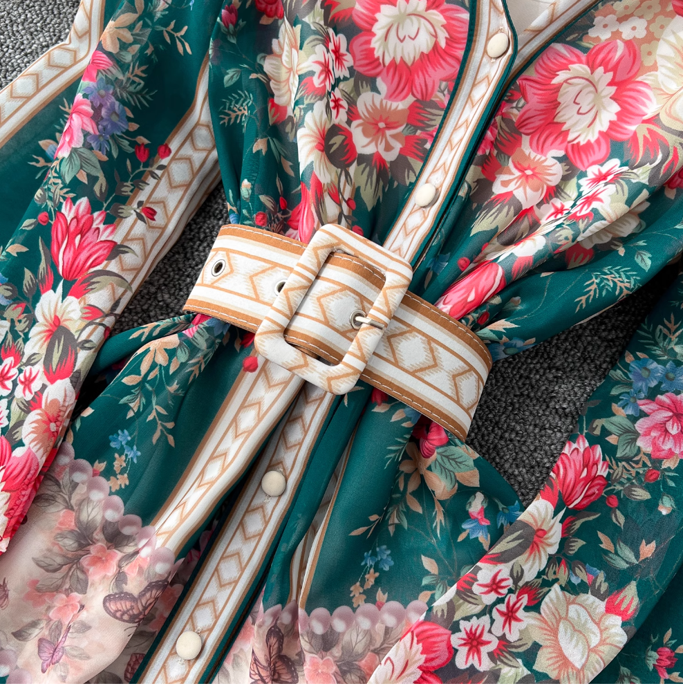 Women's Floral Print V-Neck Summer Dress