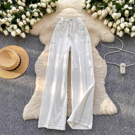 Clean High-Rise White Denim Pants