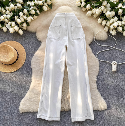 Clean High-Rise White Denim Pants