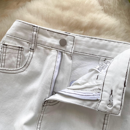 Clean High-Rise White Denim Pants