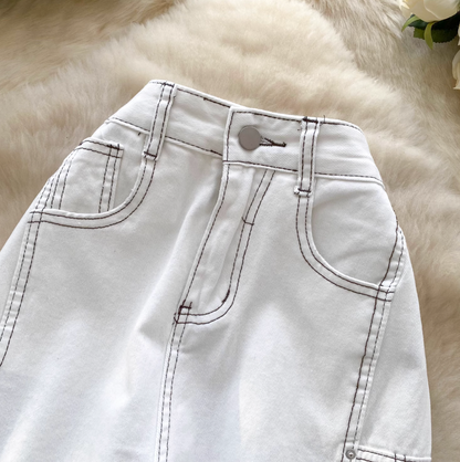 Clean High-Rise White Denim Pants