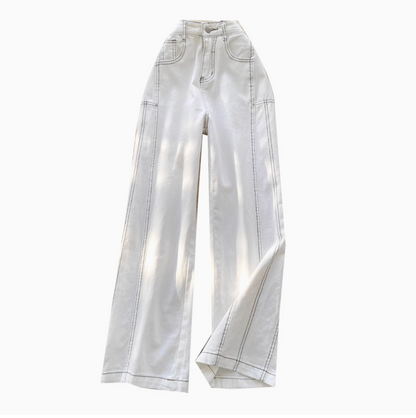 Clean High-Rise White Denim Pants