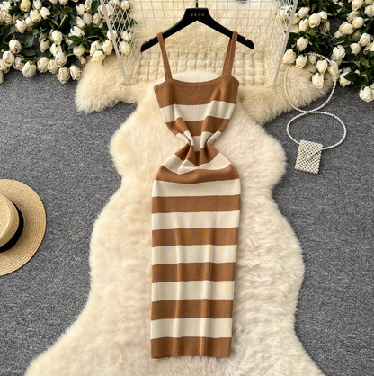 Striped Cardigan & Slip Dress Ensemble