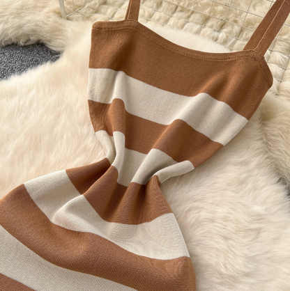 Striped Cardigan & Slip Dress Ensemble