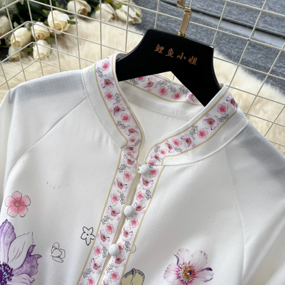 Vintage Flared Sleeve Floral Dress