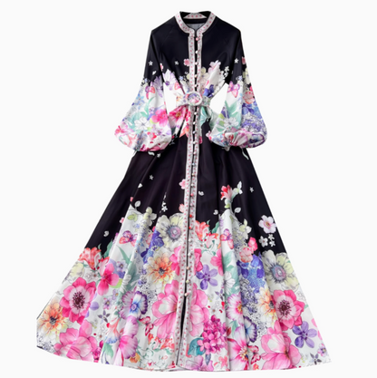 Vintage Flared Sleeve Floral Dress