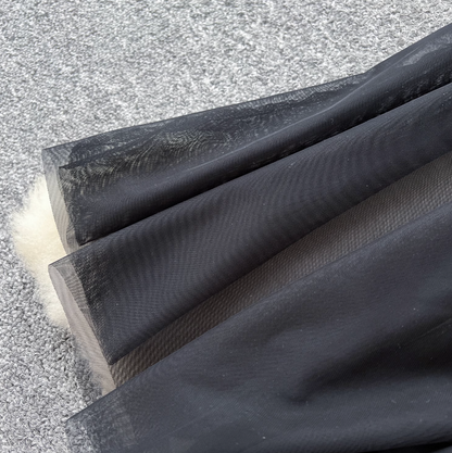 Premium Black Puffy Mesh Slip Dress