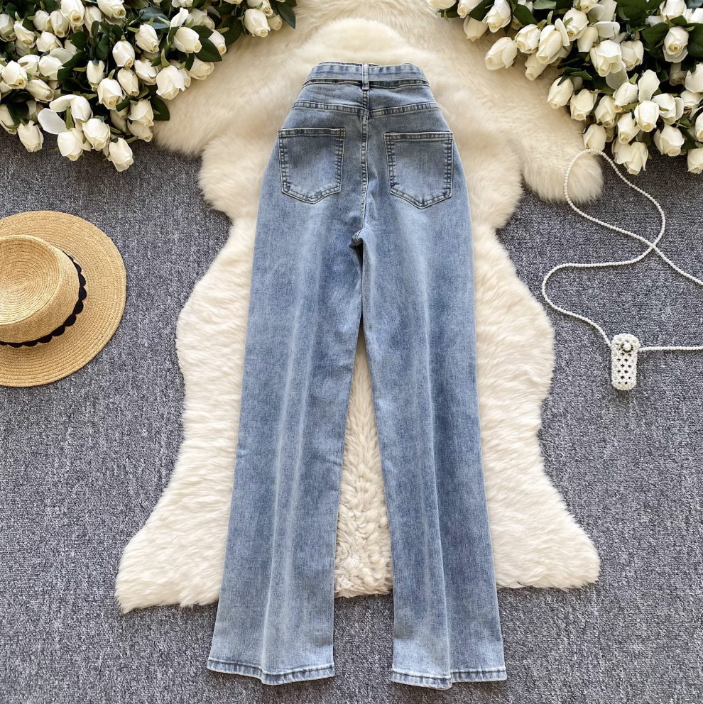 Korean Style Skinny Light Blue Jeans
