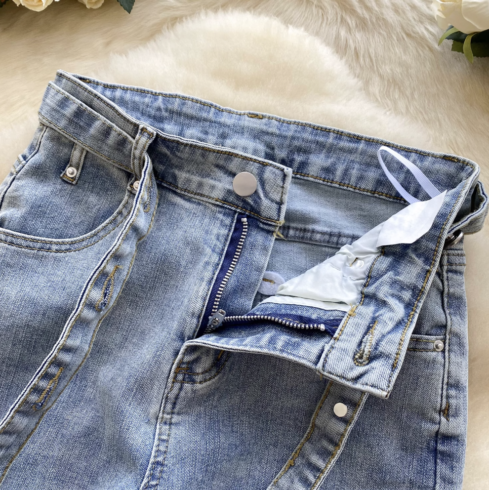 Korean Style Skinny Light Blue Jeans