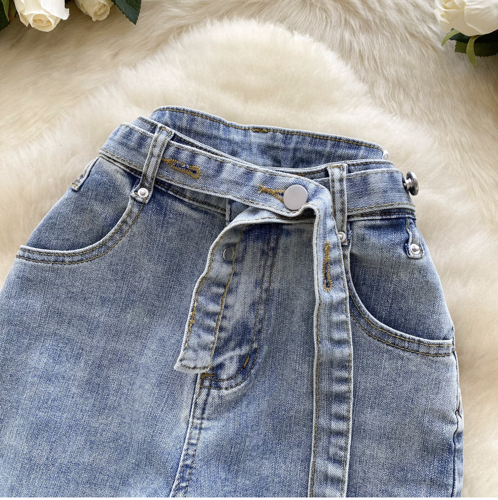 Korean Style Skinny Light Blue Jeans