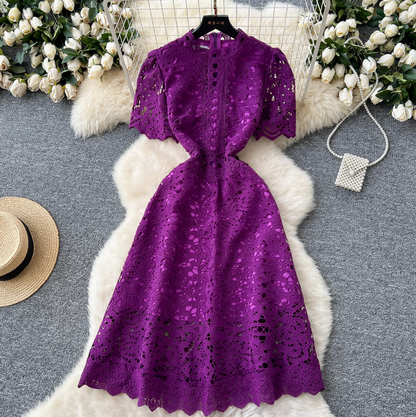 High-end Hollowed Crochet Lace Dress