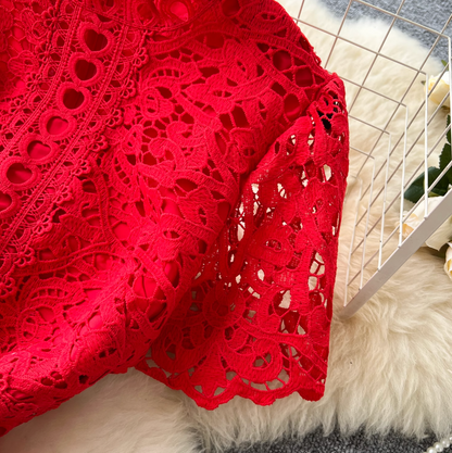 High-end Hollowed Crochet Lace Dress