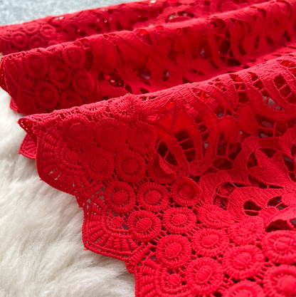 High-end Hollowed Crochet Lace Dress
