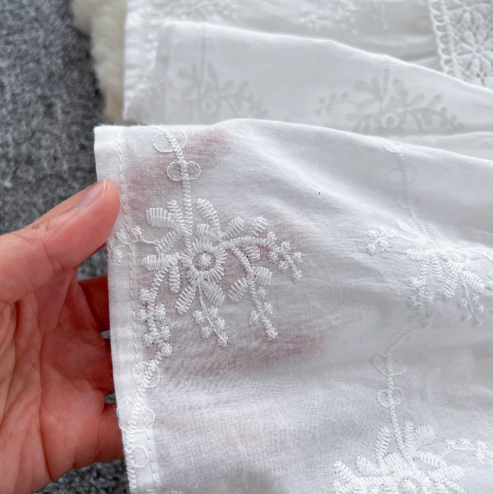 Mini Top & Embroidered Skirt White 2Pcs