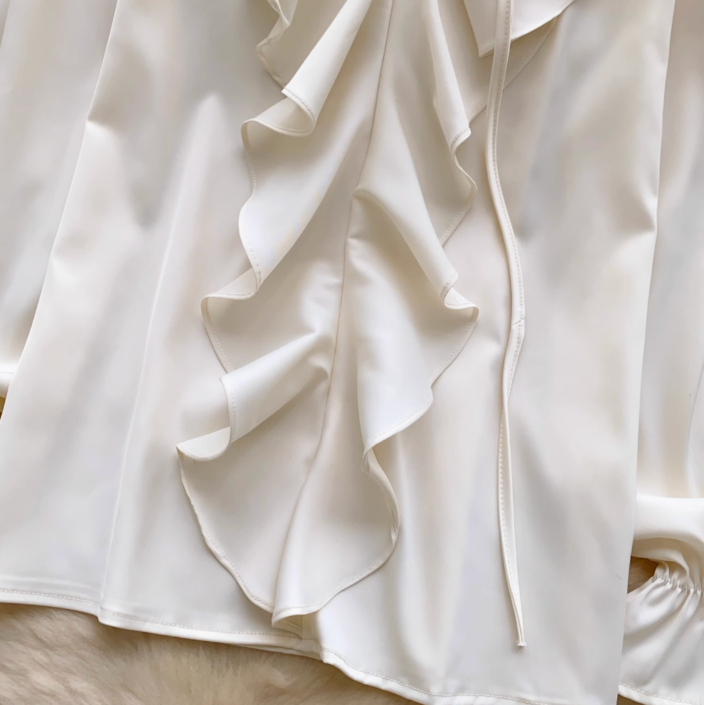V-neck Flared Sleeve Ruffled Top