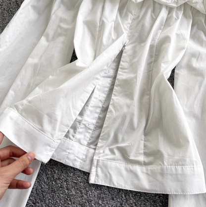 Off-shoulder Ruffled Single-breasted Shirt