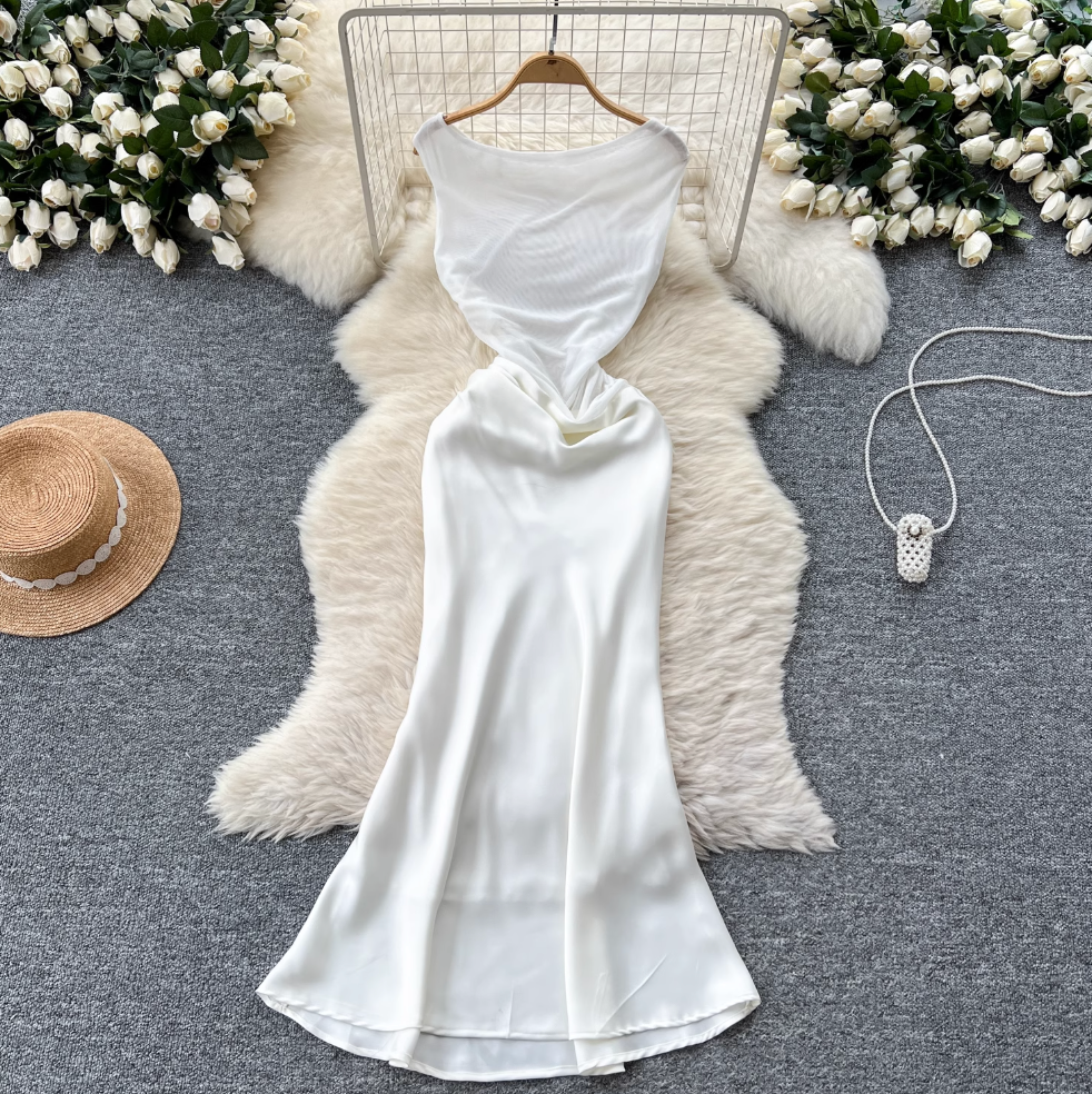 Niche Sleeveless Fishtail Satin Dress