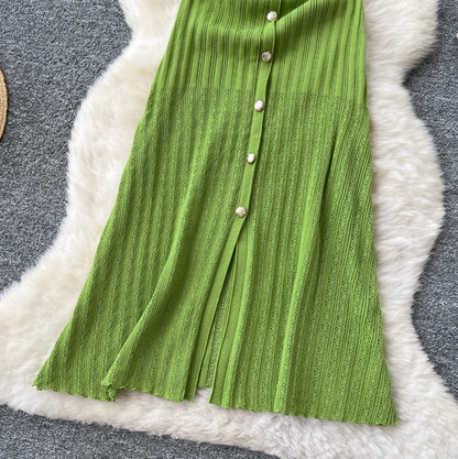 Round Collar Sleeveless Knitted Dress