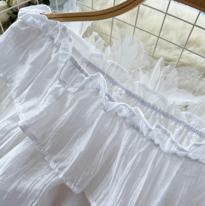 Off-shoulder Chiffon Shirt & Trousers 2Pcs