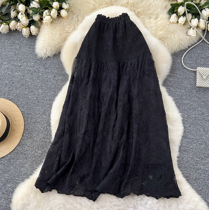 Fairy Hollowed Embroidery Lace Skirt