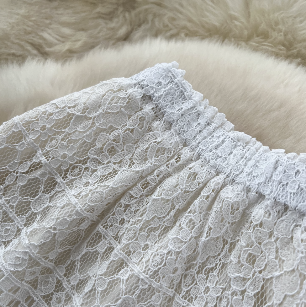 Fairy Hollowed Embroidery Lace Skirt