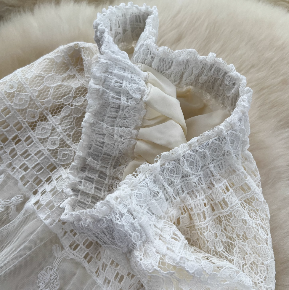 Fairy Hollowed Embroidery Lace Skirt