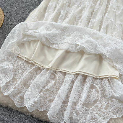Fairy Hollowed Embroidery Lace Skirt