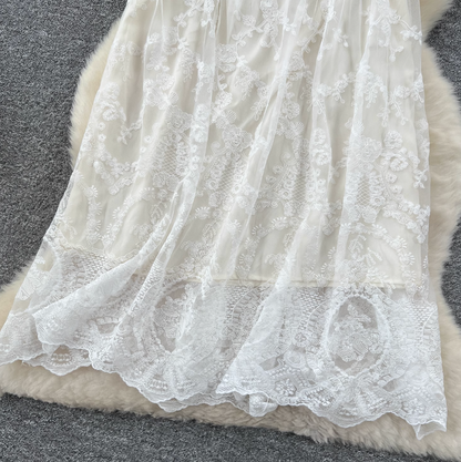 Fairy Hollowed Embroidery Lace Skirt