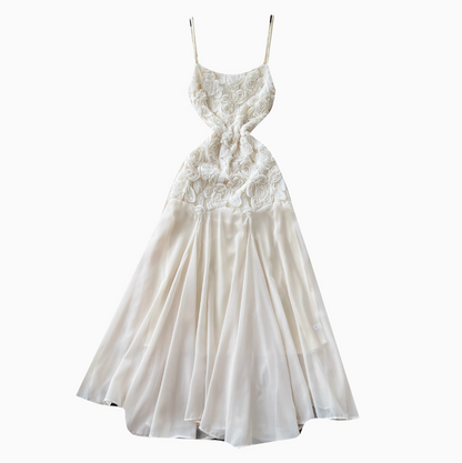 3D Flower Apricot Fishtail Slip Dress