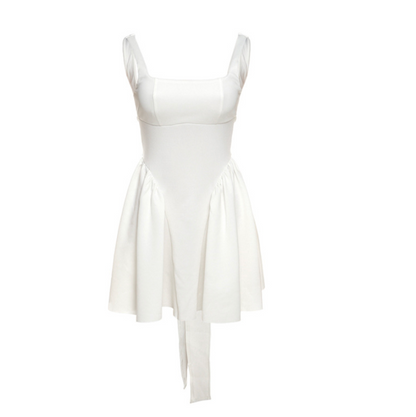 Simple Design Bow-tie White Slip Dress