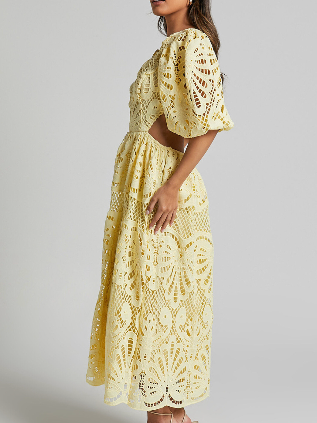 Elegant V-neck Embroidered Lace Dress