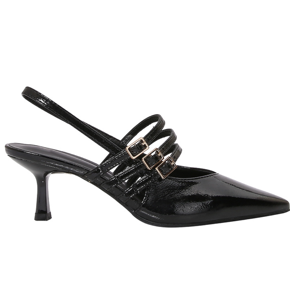 Buckle Embellished Pointed Toe High Heels