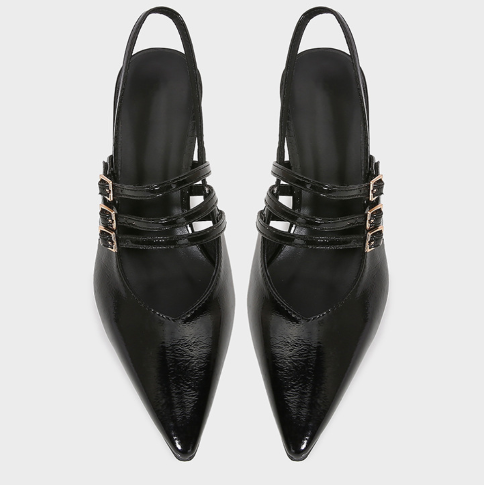 Buckle Embellished Pointed Toe High Heels