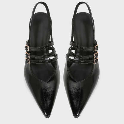 Buckle Embellished Pointed Toe High Heels