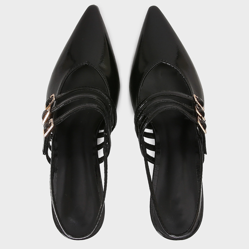 Buckle Embellished Pointed Toe High Heels