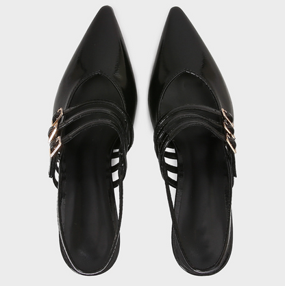 Buckle Embellished Pointed Toe High Heels