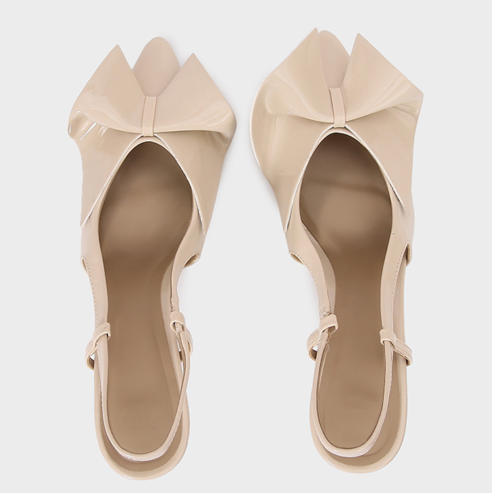 Patent Leather Bow Embellished Sandals
