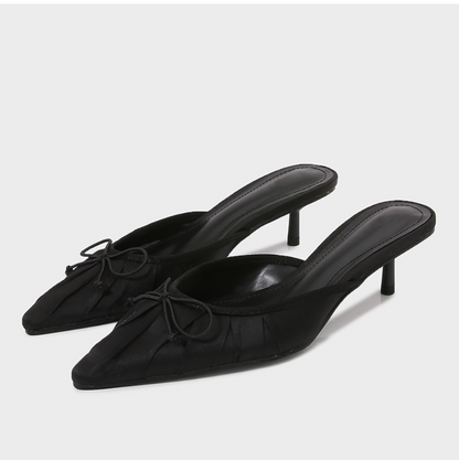 Black Bow Tie Embellished Stiletto Heels